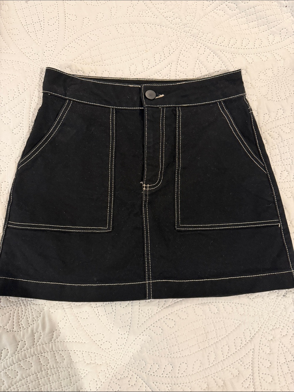 ZARA Black Pants with Cream Contrast Stitching